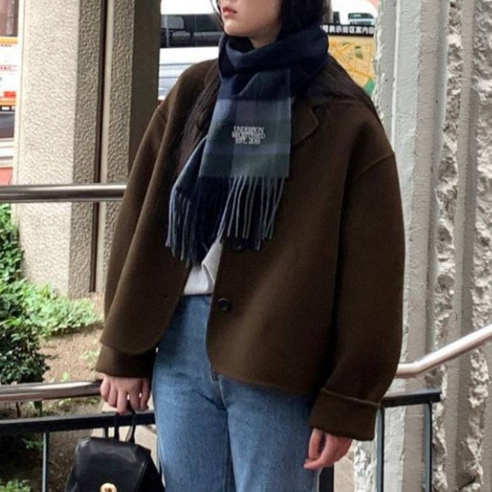 언더슨 체크울머플러 커플 목도리 여자 남자 숄 울 체크