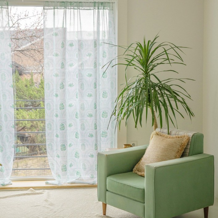 바자르 썸그린 가리개커튼 긴창형  길이조절 압축봉