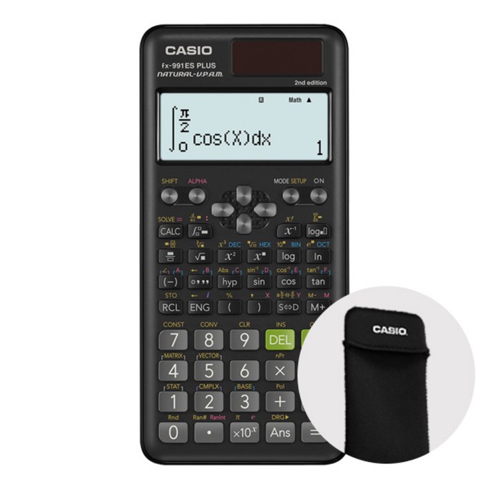 카시오 공학용 계산기 FX991ES PLUS 2계산기 파우치 세트, 블랙파우치