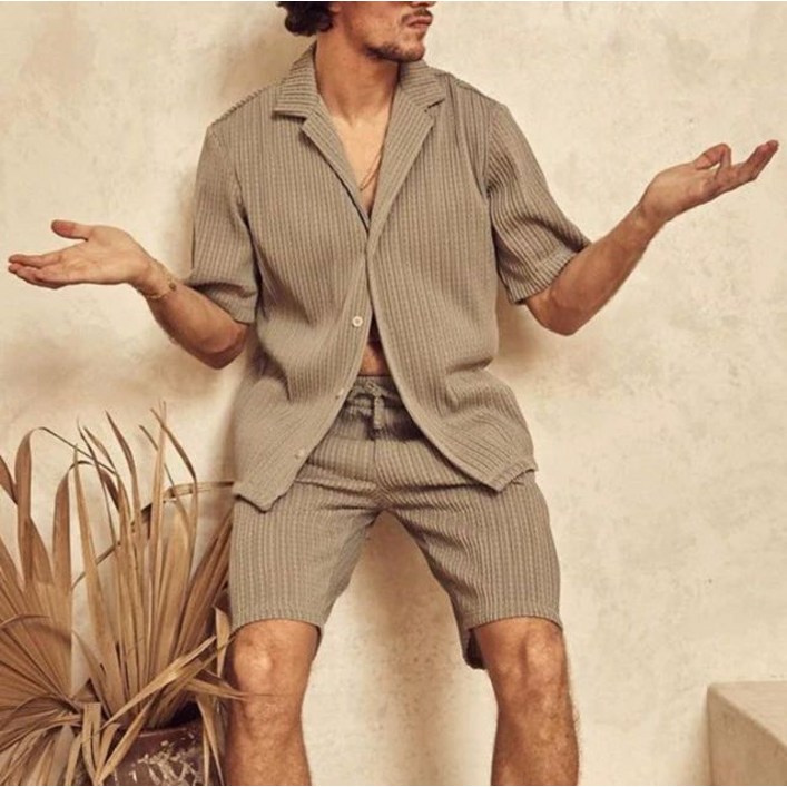 트레이닝 플리츠 반팔 반바지 카라티 주름 투피스 루즈핏