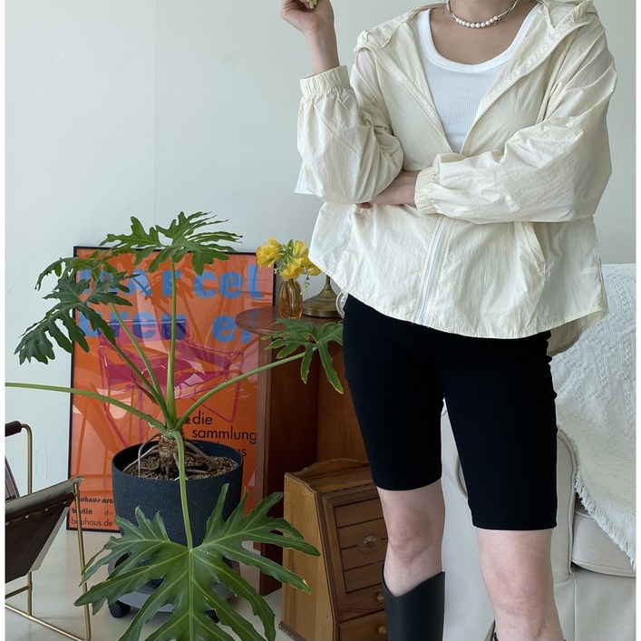 겟앤그로 여성 빅사이즈 초경량 후드 집업 바람막이 점퍼