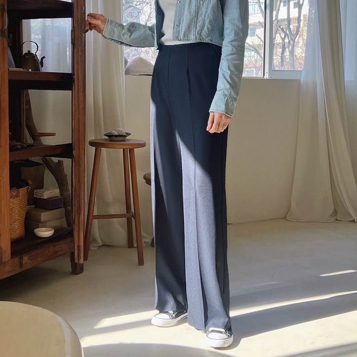 국산 숏 롱 히든밴딩 와이드 슬랙스 여성 와이드 팬츠