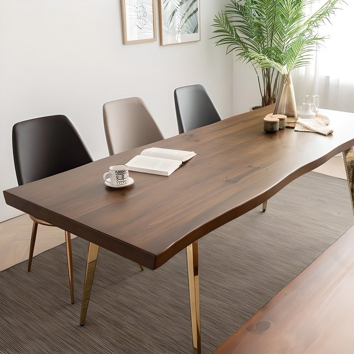 베르디안 로나 우드슬랩테이블 1800 원목테이블 원목식탁 6인용 8인용 원목식탁