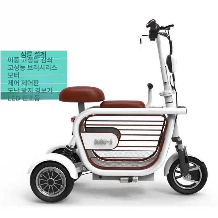 노인전동차 전동휠체어 노인 무브 경량, 두두 3륜 2인승 완전충전 A, 48V