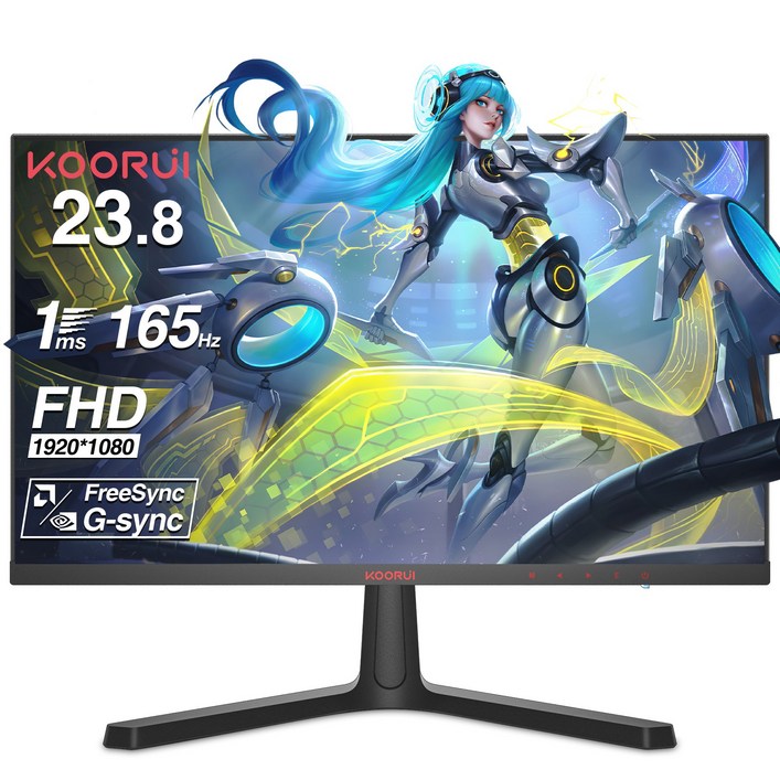 KOORUI 60.45cm FHD 게이밍 모니터 리얼 165Hz 1ms MPRT프리싱크Gsync 지원,24E4 블랙, 24E4 KOORUI 60.45cm FHD 게이밍 모니터 리얼 165Hz 1ms MPRT프리싱크Gsync 지원,24E4 블랙, 24E4