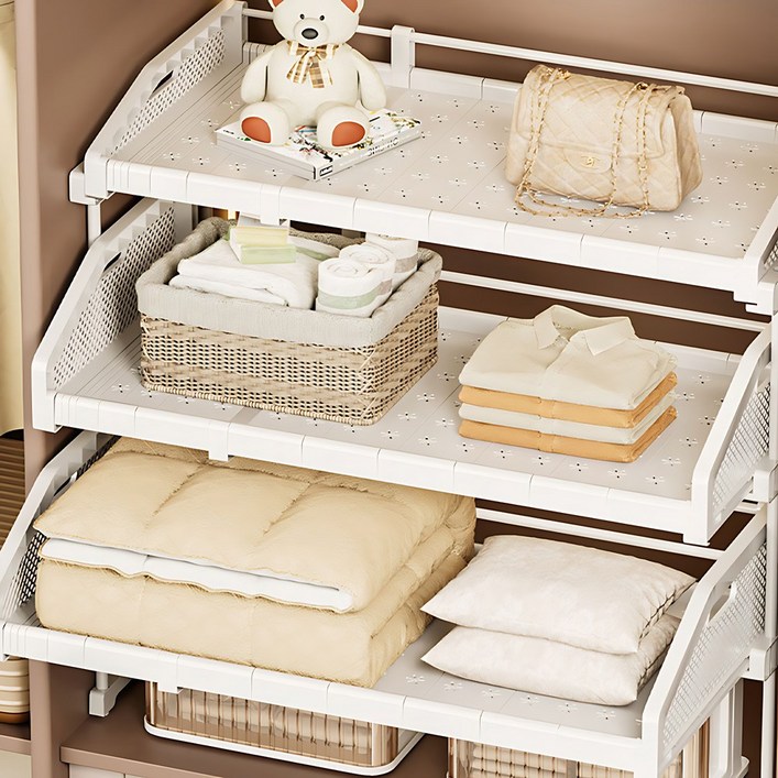 홈비 적층형 슬라이딩 옷장 수납 옷정리 트레이 선반, 1개, 화이트높은 특대형