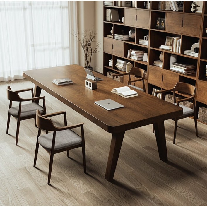 대형 회의 테이블 6 8인용 식탁 우드슬랩 소나무 원목, 월넛