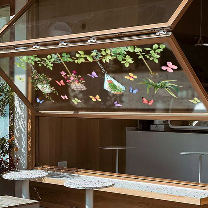 자연의 아름다움을 담은 고급 인테리어 스티커 - 쉽고 빠른 공간 변신-창문 인테리어 스티커 카페 포인트 스티커