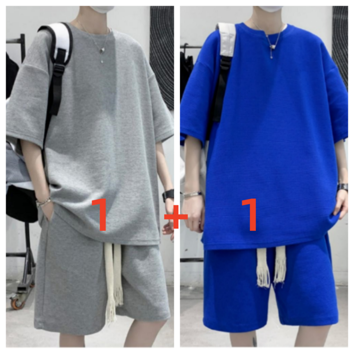 11 남여공용 와플 반팔 반바지 트레이닝 상하세트GG