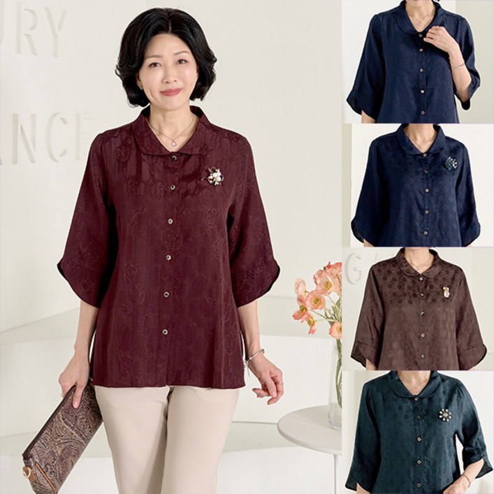 로즈맘 바란카라풍기포인견블라우스