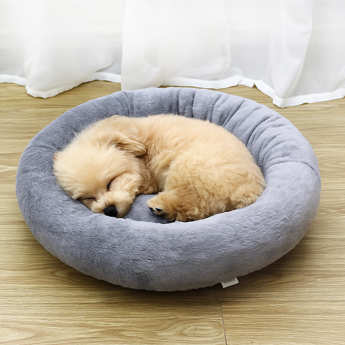 아부리숑 폭신한 강아지 마약 방석 딥슬립 타원형 반려동물 쿠션, 1개, 그레이
