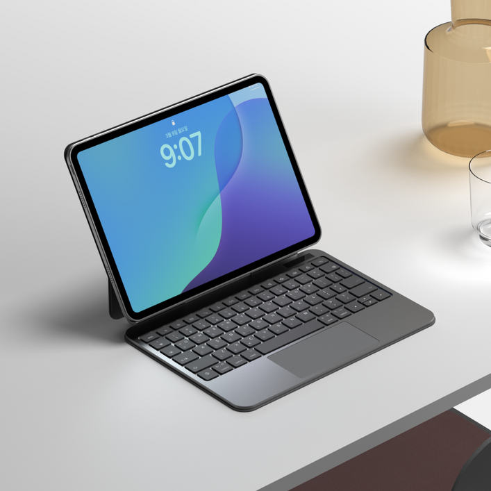 풀 알루미늄 바디 링크프로 아이패드 매직키보드 케이스 에어4 5 6 7세대 M2 프로3456세대 1112.913인치 블루투스 한글각인 백라이트 구조독 호환, 1개, 블랙
