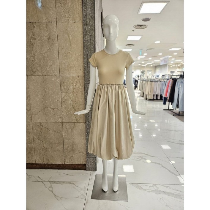 밸리걸 스판 셔링 벌룬 반팔 원피스 225290