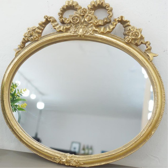 허전한벽 장식 골드 리본 엔틱 레트로벽거울 매장 예쁜 벽걸이 화장대 디자인
