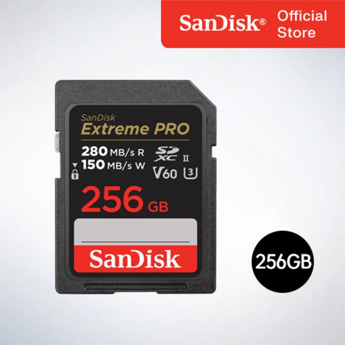 샌디스크sd카드256 샌디스크 Extreme Pro 익스트림 프로 SDXC UHS-2 SD메모리카드 UHS-II V60 SDXEP 256GB