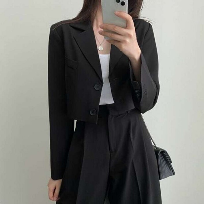 더벨러리 여성 크롭 정장 셋업 세트 BKS4777 자켓 오버핏 바지 오피스룩 하객룩