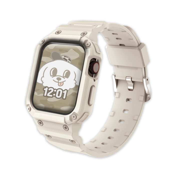 아이메이드잇 애플워치 호환 풀커버 일체형 실리콘 스트랩, 스타라이트, 1개