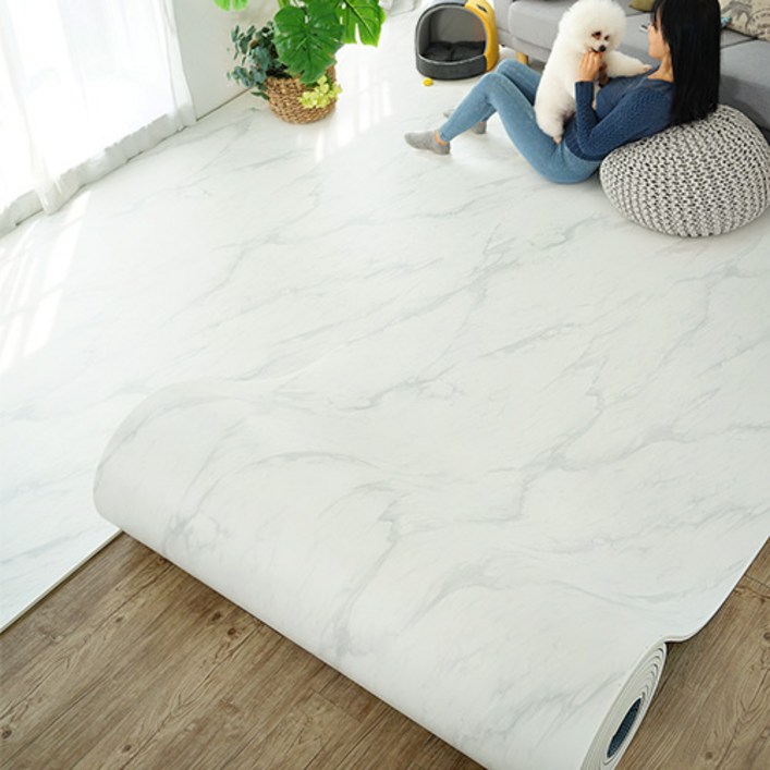 휴팡 15T 애견 롤매트 셀프시공 강아지매트 미끄럼방지 슬개골보호 펫 PVC매트, 폭 110cm x 1m, 스노우마블, 1개