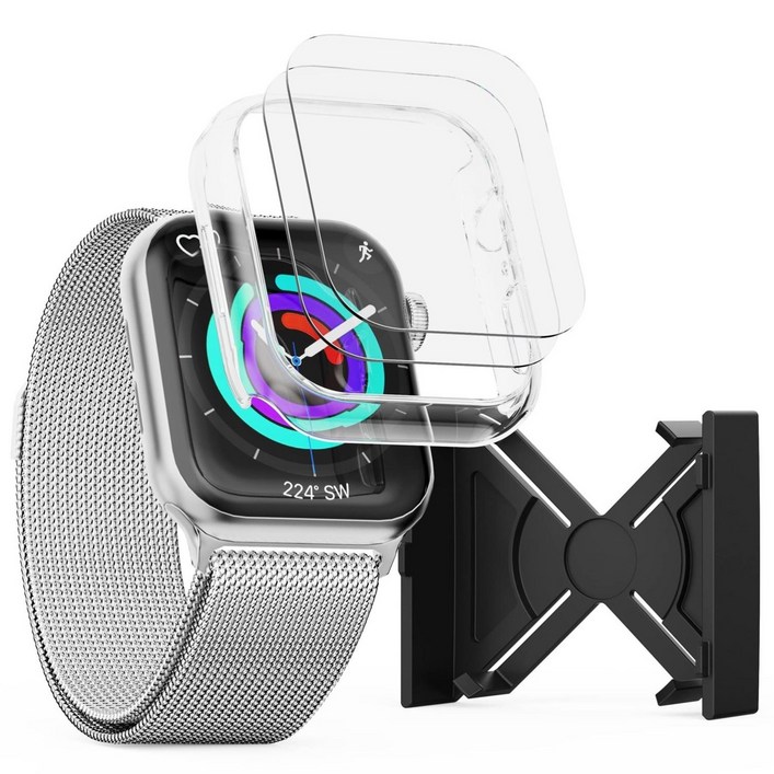 가꼬싶다 애플워치 실패없는 자가복원 액정보호필름 2P  변색없는 하드커버 케이스, 투명