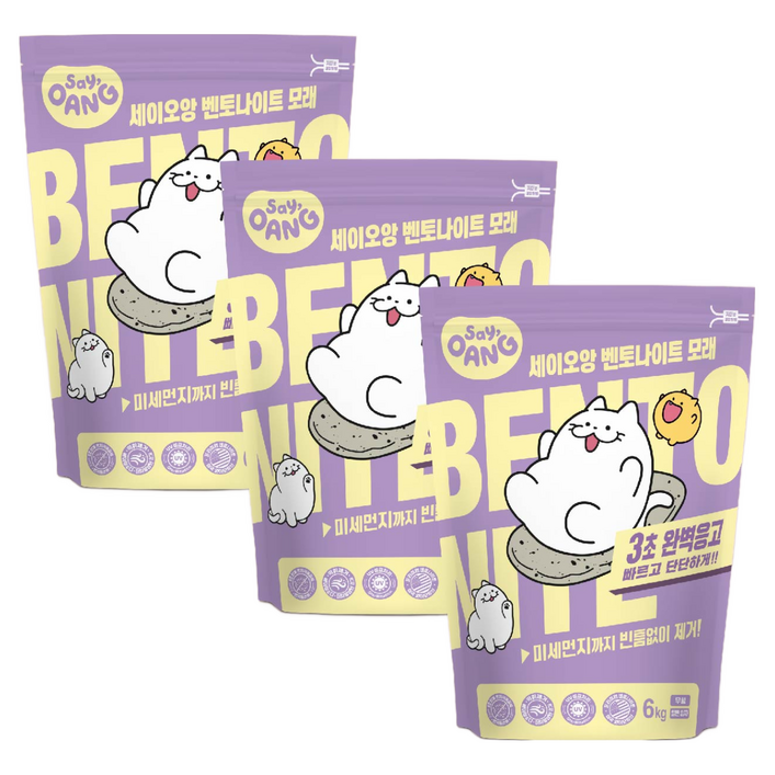 세이오앙 벤토나이트 고양이 모래 일반입자 6kg 3개입 18kg, 6kg, 3개, 무향