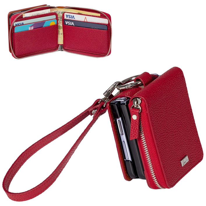 본아띠 DOLCE 천연소가죽 밀라노 토고 지갑형 지퍼 힌지보호 갤럭시 Z플립 케이스