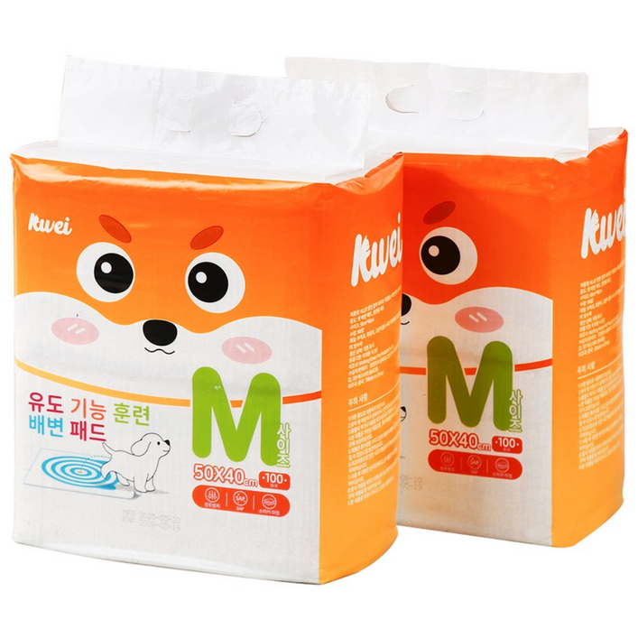 클레이 뒷면 접착 테이프 지정장소 배변패드 강아지 배변패드 애견패드 강아지패드, 100개입, 2개