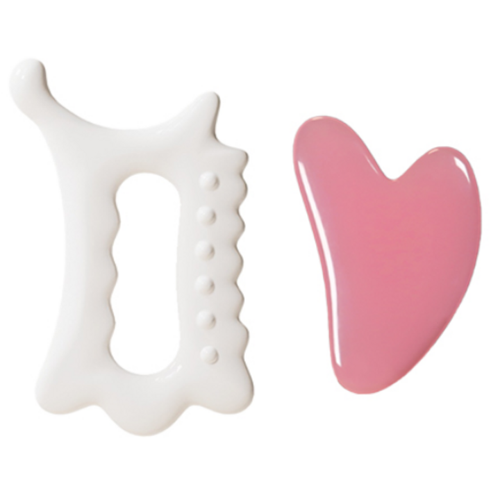 보떼 괄사 마사지기 도구 세트 얼굴괄사 2종, 엄지 손 괄사1개로즈 하트 괄사1개, 1세트