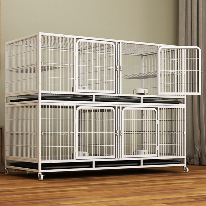 고양이 철장 케이지 이동식 대형 철제 토끼 빌라 사육장 격리장 하우스, 1세트, 화이트