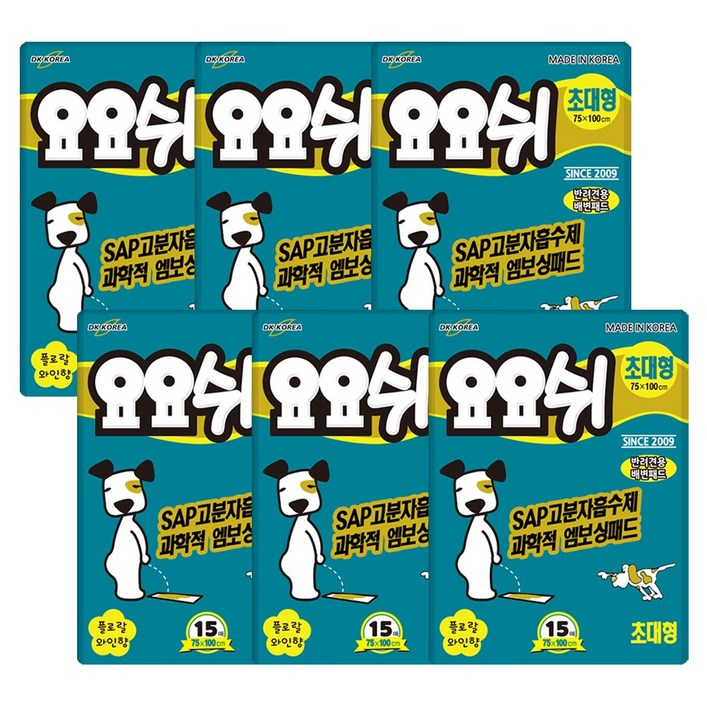 요요쉬 배변패드 초대형 플로랄와인향 15매 X 6팩, 6개, 15개입