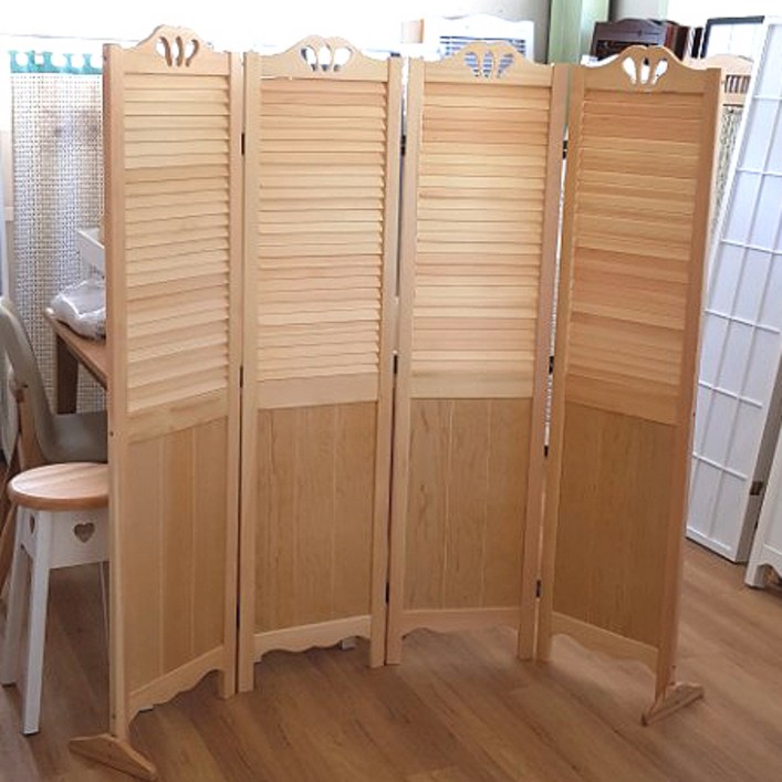 가구야히메 원목 갤러리 패널 파티션 4단, 내추럴