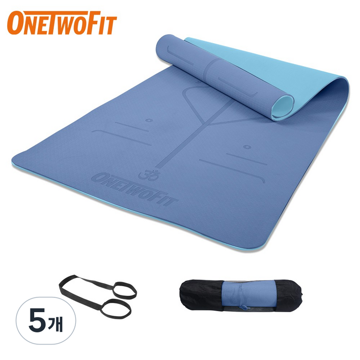 OneTwoFit 원투핏 프리미엄 체위선 두꺼운 요가매트 3컬러 선택가능, 5개, 블루