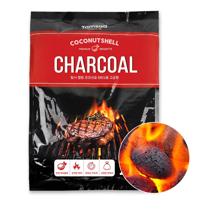 탐사 코코넛 차콜 브리켓