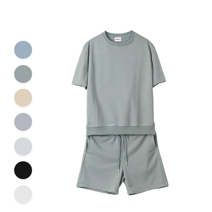 오버캐스트 남성용 반팔 크루넥 셋업