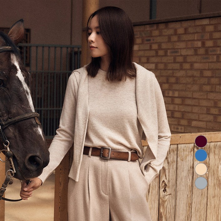 클라비스 여성용 촉감니트 울혼방 베이직 풀오버