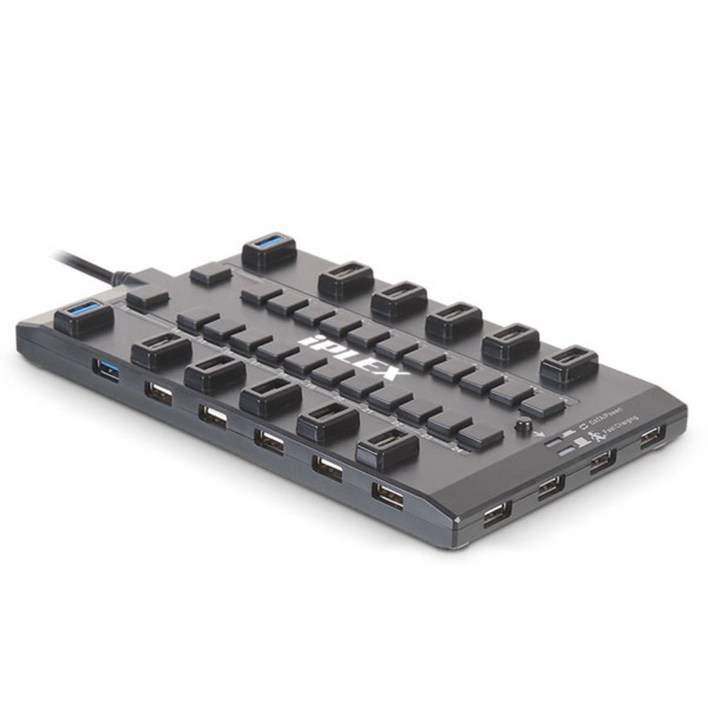아이플렉스 USB 3.0 28포트 허브 KP28HUB, 블랙, 1개