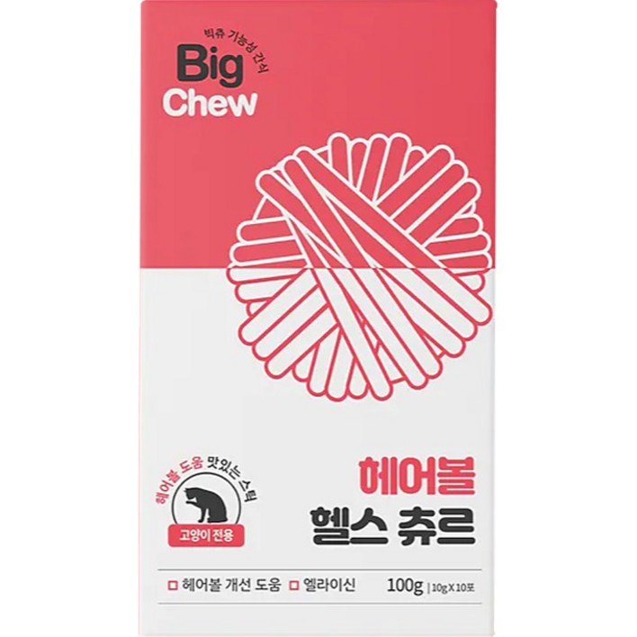 빅츄 고양이 헤어볼 헬스 츄르 10g, 10개, 참치