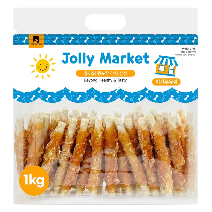 졸리마켓 강아지 대용량 육포 수제 간식, 치킨우유껌, 1kg, 1개