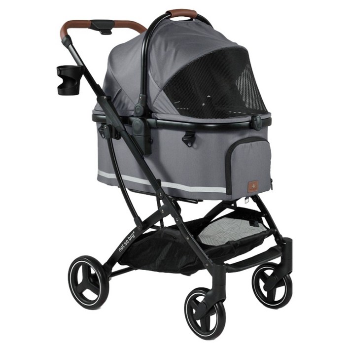 낫쏘빅 반려동물 아로아플러스3 캐리어분리형 유모차 + 레인커버 + 컵홀더 세트, 럭스그레이, 1세트