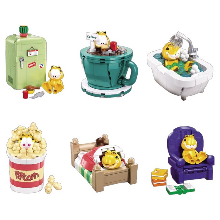 프랜드 가필드 새로운 친구들 블럭 장난감 6종 세트 M38-B1221, 1개, 혼합색상