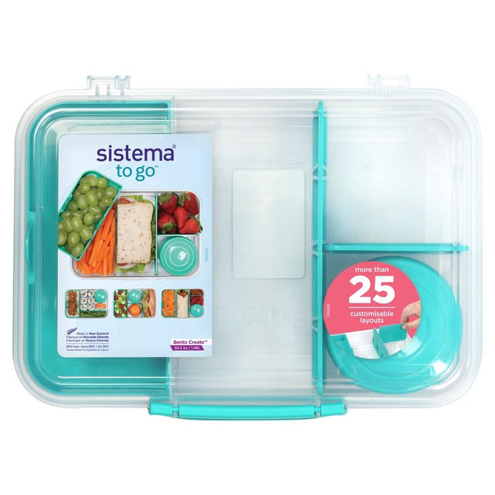 Sistema To Go 벤토 크리에이티브 런치박스 샌드위치 샐러드 도시락통 민티틸, 2개, 1.48L x 2p
