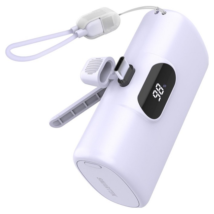 스마텍 고속충전 일체형 미니 보조배터리 10000mAh C타입, 퍼플, STPBMB100