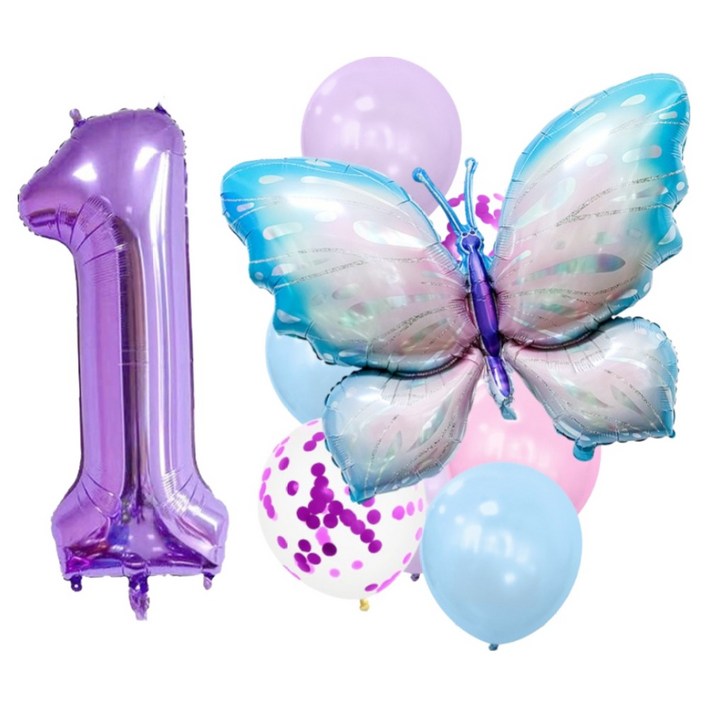 메리벨르 오로라 나비 생일 파티 베이비샤워 대형 숫자풍선 세트