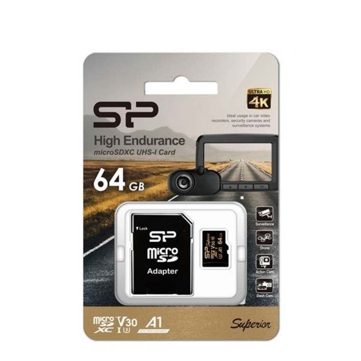 실리콘파워 Golden High Endurance A1 V30 블랙박스용 microSD 메모리카드, 64GB