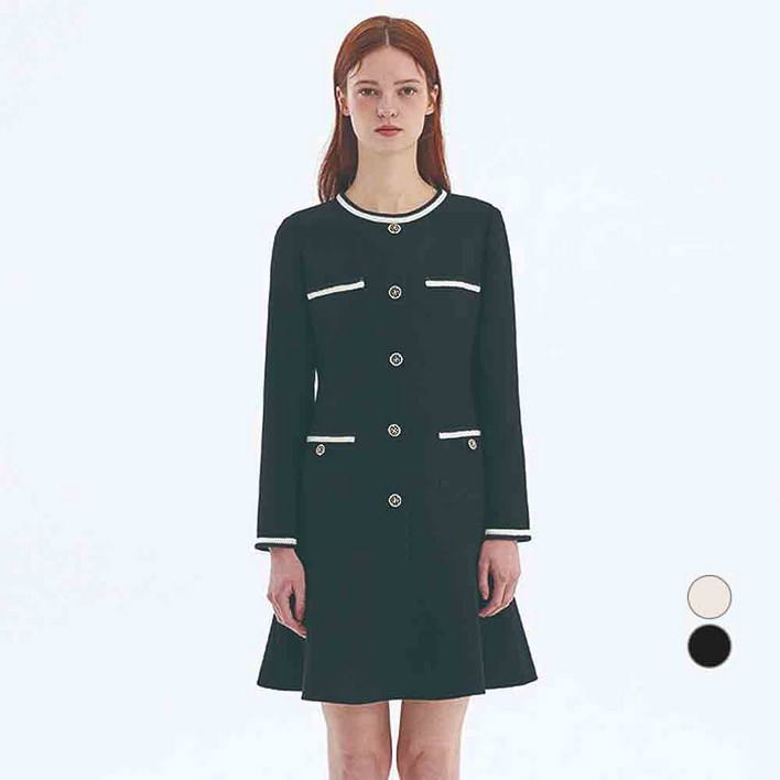 올리브데올리브 여성용 브레이드 장식 플레어 미니 원피스