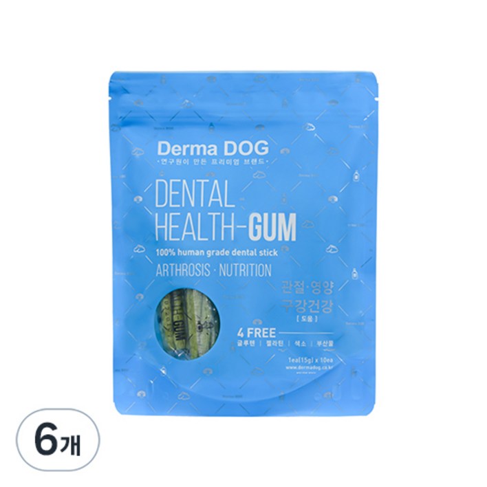 더마독 덴탈 강아지 헬스껌 150g, 관절, 영양, 6개
