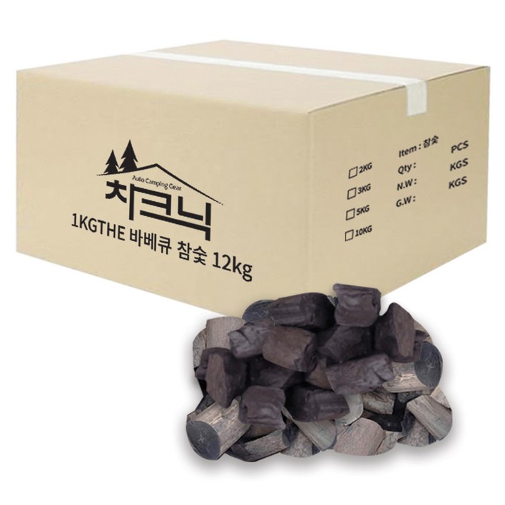 차크닉 1KGTHE 캠핑용 바비큐 참숯, 12kg, 1개