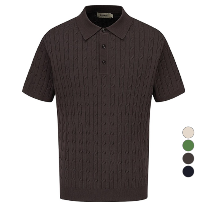 지오지아 남성용 미라쿨 케이블 티에리 반팔 니트 AEF2ET1102