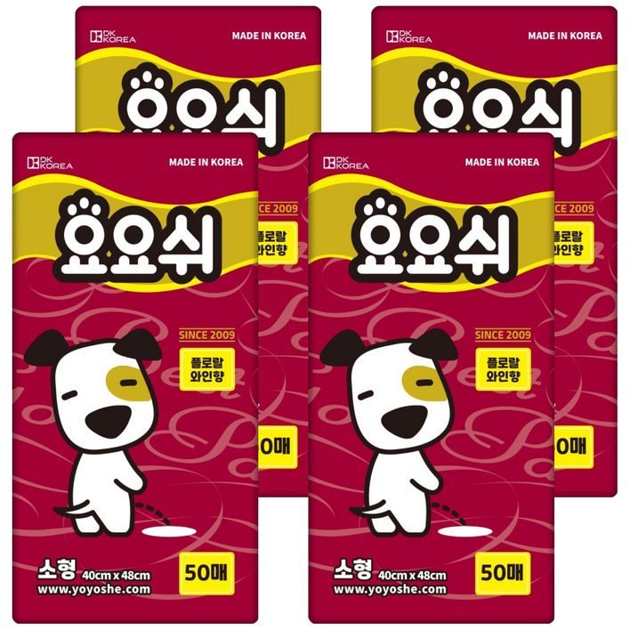 요요쉬 강아지 배변패드 플로랄와인향, 50개입, 4개 요요쉬 강아지 배변패드 플로랄와인향, 50개입, 4개
