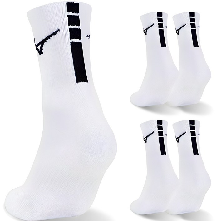 미즈노 남녀공용 플레이 더블 쿠션 미드 스포츠 양말