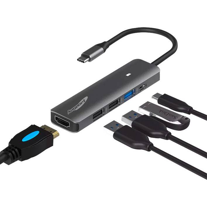 애니포트 5포트 USB 허브 C타입 맥북 삼성 덱스 미러링 멀티포트 AP-TC51PH